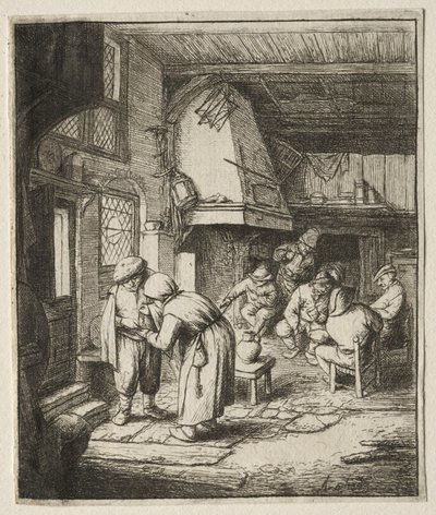 Chłop spłaca swój dług. autorstwa Adriaen Jansz. van Ostade