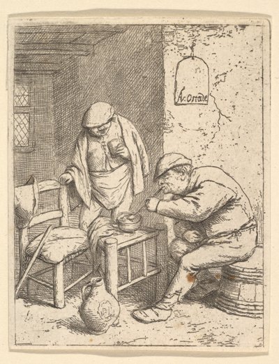 Palacz i pijący, 1682 . autorstwa Adriaen Jansz. van Ostade