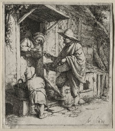 Sprzedawca spektakli. autorstwa Adriaen Jansz. van Ostade