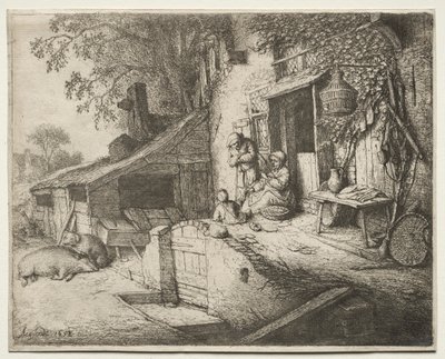 Kobieta wirująca. autorstwa Adriaen Jansz. van Ostade