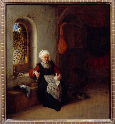 Kobieta ma list. Obraz Adriena Van Ostade (1610-1685) Ec. Hol. autorstwa Adriaen Jansz. van Ostade