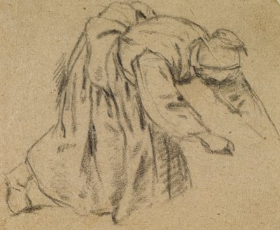 Kobieta Schylająca się, 1656 (kreda na papierze) autorstwa Adriaen Jansz. van Ostade