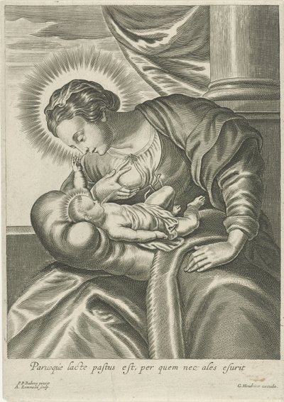 Maryja karmi Dzieciątko Chrystusowe autorstwa Adriaen Lommelin (attributed to workshop of)