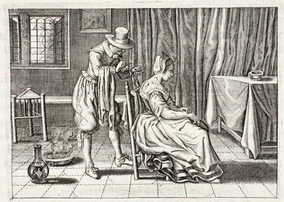 Aplikowanie pijawek, ilustracja z „Emblemata of Zinne-werk” Johannesa de Brune (1589-1658), Jan Jacobs Schipper, Amsterdam, 1661 autorstwa Adriaen Pietersz van de Venne