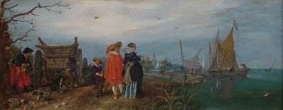 Jesień (Rozmowa), 1625 (olej na panelu, wys. 14,6 cm × szer. 37,2 .) autorstwa Adriaen Pietersz van de Venne