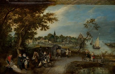 Krajobraz z postaciami i wiejski jarmark (Village Kermesse) autorstwa Adriaen Pietersz van de Venne