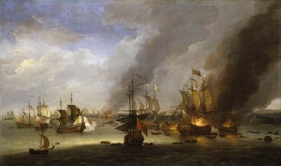 Zniszczenie "Soleil Royal" w bitwie pod La Hogue, 23 maja 1692 r., ok. 1700 r. (obraz olejny) autorstwa Adriaen van Diest