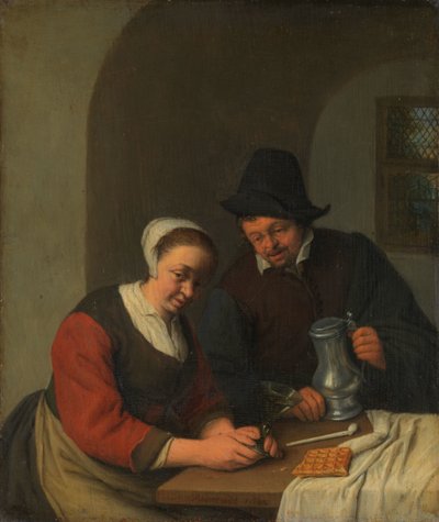 Poufny czat Para we wnętrzu autorstwa Adriaen van Ostade