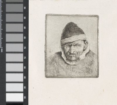 Popiersie chłopa w futrzanej czapce autorstwa Adriaen van Ostade