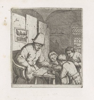 Trzech uczniów z nauczycielem autorstwa Adriaen van Ostade