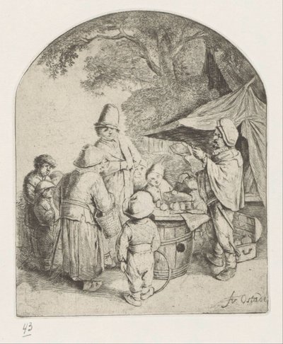 Kwak sprzedaje swoje towary autorstwa Adriaen van Ostade