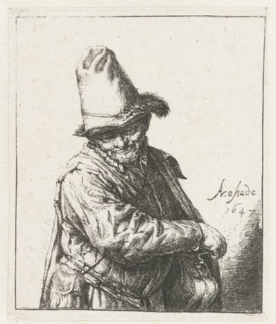 tokarz wciągarki człowiek liry autorstwa Adriaen van Ostade