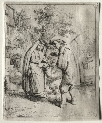 Mężczyzna rozmawiający z kobietą autorstwa Adriaen van Ostade