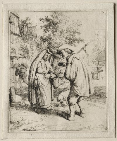 Mężczyzna rozmawiający z kobietą autorstwa Adriaen van Ostade