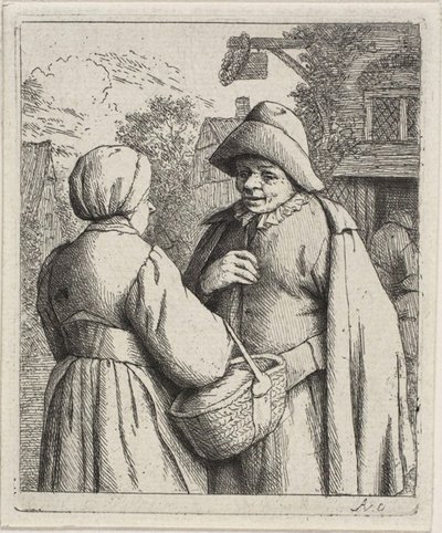Mężczyzna i kobieta rozmawiają autorstwa Adriaen van Ostade
