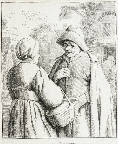 Mężczyzna i kobieta rozmawiający autorstwa Adriaen van Ostade