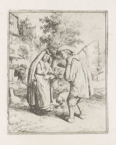 Mężczyzna i kobieta w rozmowie autorstwa Adriaen van Ostade