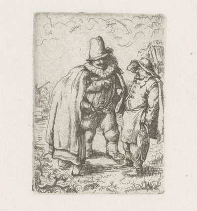 Mężczyzna z plisowaną obrożą z chłopską parą autorstwa Adriaen van Ostade
