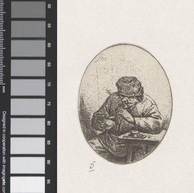 Mężczyzna zapala fajkę autorstwa Adriaen van Ostade