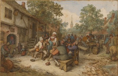 Festiwal chłopski na ulicy miasta autorstwa Adriaen van Ostade