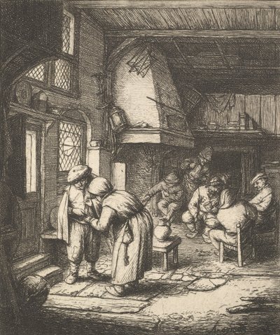 Chłop płacący rachunek, 1610-85. autorstwa Adriaen van Ostade