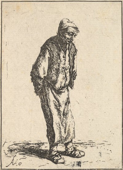 Chłop z rękami za plecami, 1610-85. autorstwa Adriaen van Ostade