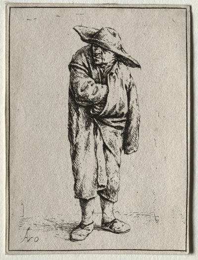 Chłop z ręką w płaszczu autorstwa Adriaen van Ostade