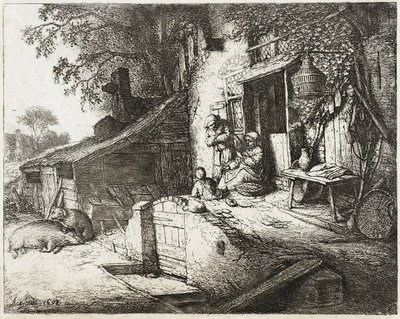 Kobieta przędząca autorstwa Adriaen van Ostade