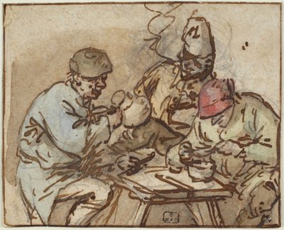 Trzech mężczyzn przy stole autorstwa Adriaen van Ostade