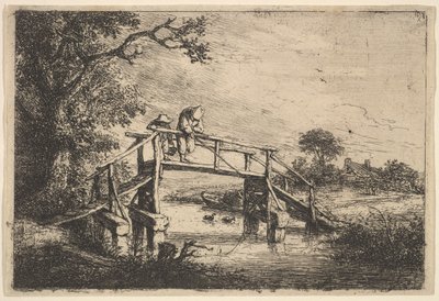 Dwóch wędkarzy na moście, 1647. autorstwa Adriaen van Ostade