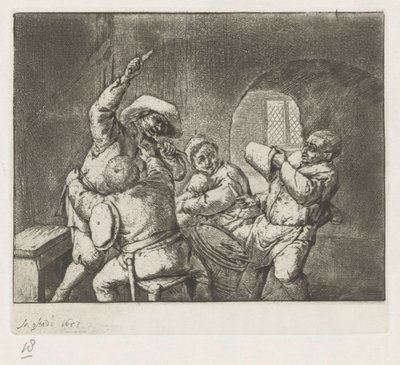 Gracze w karty walki autorstwa Adriaen van Ostade