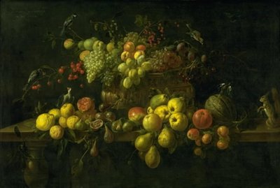 Martwa natura z owocami na stole autorstwa Adriaen van Utrecht
