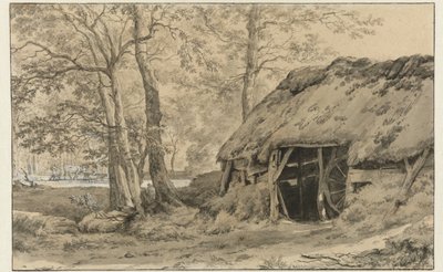Chatka lub zagroda dla owiec w lesie autorstwa Adriaen van de Velde