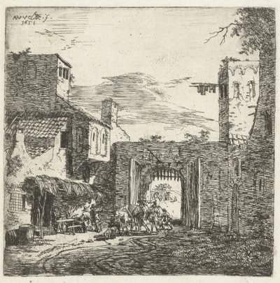 Karczma przy bramie miejskiej, 1653 autorstwa Adriaen van de Velde