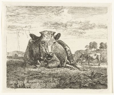 leżąca krowa Różne zwierzęta (tytuł serii) autorstwa Adriaen van de Velde