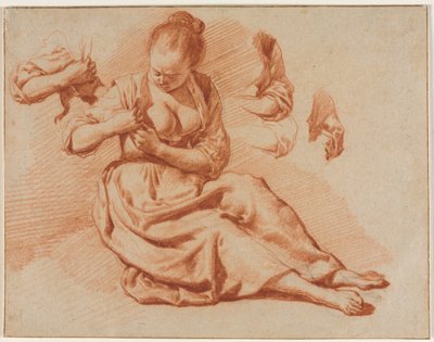 Siedząca kobieta szukająca pcheł, ok. 1930 r. 1671. autorstwa Adriaen van de Velde