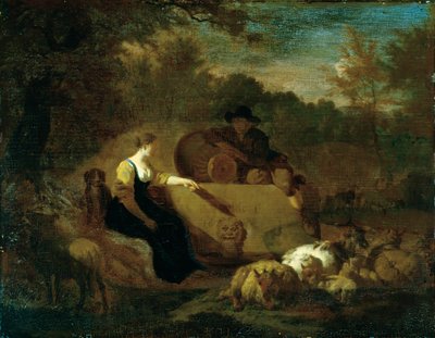 Pasterz i pasterka ze swoim stadem przy studni autorstwa Adriaen van de Velde