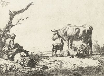 Pasterz i pasterka z bydłem, 1653 autorstwa Adriaen van de Velde