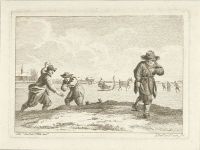 Miotacze śnieżek, grawerowane przez Anthonija van der Haera, ok. 1745-85 (akwaforta) autorstwa Adriaen van de Velde