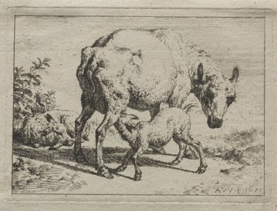 Owce i dwa baranki, 1670. autorstwa Adriaen van de Velde