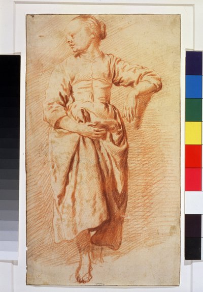 Kobieta w chłopskiej sukience. 1670-1675 (kreda) autorstwa Adriaen van de Velde