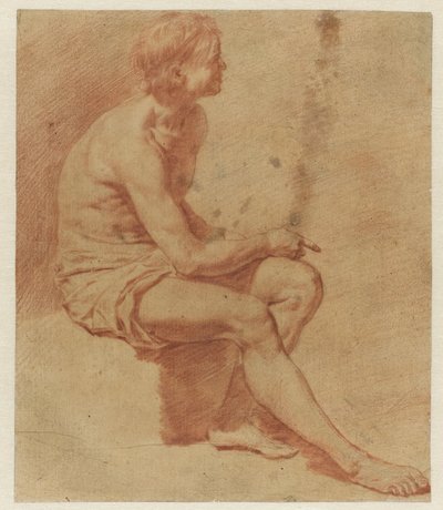 Siedzący mężczyzna nago autorstwa Adriaen van de Velde