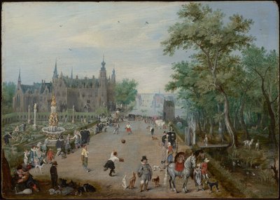 Gra w piłkę przed wiejskim pałacem autorstwa Adriaen van de Venne