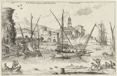 Port Widok na port na południu Krajobrazy, seria druga (tytuł serii) autorstwa Adriaen van der Kabel