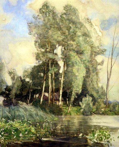 Domek na brzegu rzeki (akwarela na papierze) autorstwa Adrian Scott Stokes