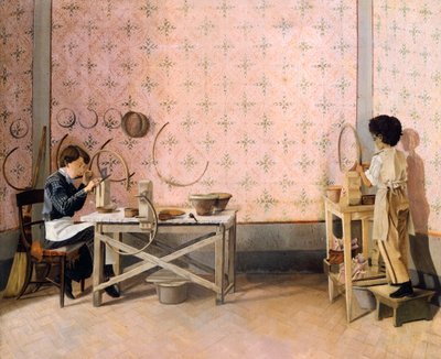Dzieci pracujące w alabastrze, autor: Adriano Cecioni (1836-1886) Olej na płótnie, 39,5x47,5 cm autorstwa Adriano Cecioni