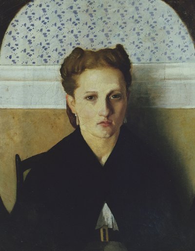 Portret żony artysty (olej na płótnie) autorstwa Adriano Cecioni