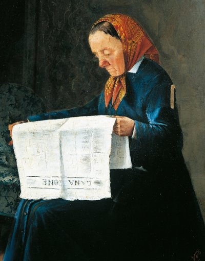 Czytanie gazety, Adriano Cecioni (1836-1886), olej na tekturze, 31x23 cm autorstwa Adriano Cecioni