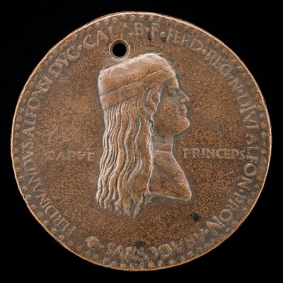 Ferdynand II Aragoński, zmarł 1496, książę Kapui i król Neapolu 1495 [obv], 1494 lub wcześniej. autorstwa Adriano Fiorentino