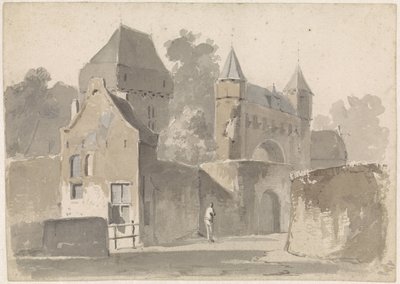 Widok na bramę miejską autorstwa Adrianus Eversen